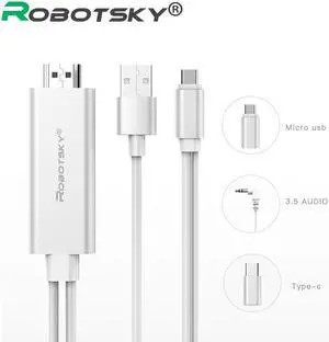 Type C and Micro USB To HDTV TV HDMI Adapter 2 In 1 Digital AV Cable For Samsung Xiaomi Android Phone with Audio USB Cable