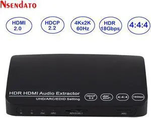 1 In 1 Out HDR UHD HDMI 2.0 Audio Extractor Switcher 4k 60HZ HDR HDMI2.0 Audio Extractor Adapter with ARC EDID For PS4 DVD HDTV