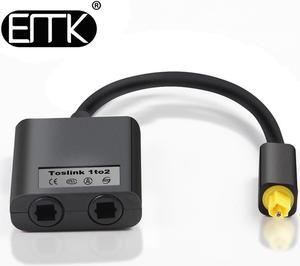 EMK Digital SPDIF Optical Audio Splitter 2 Way Toslink Splitter Adapter 1 input 2 Output SPDIF Optical Cable Splitter Hub