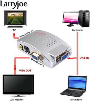 Larryjoe High Quality PC TO TV Adapter VGA to AV RCA TV Monitor S-Video Signal Converter Adapter Switch Box PC Laptop