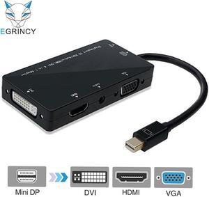 Hot 4 In 1 Mini DP To HDMI VGA DVI Audio Adapter Cable DisplayPort Thunderbolt Converter Power For Macbook Air iMac Surface Pro