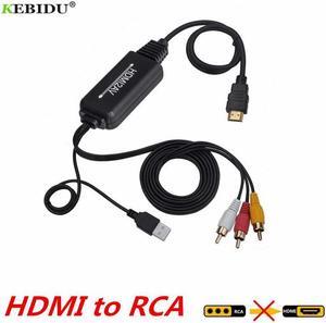 KEBIDU 2M(6.5ft) HDMI to 3RCA/AV Converter 1080P CVBS Converter HDMI to Composite AV Converter Adapter