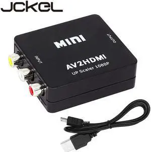 JCKEL Mini AV/RCA/CVBS Jack to a HDMI Scaler 1080P Converter Box AV2HDMI Video Adapter for HDTV TV PS3 PS4 PC DVD Xbox Projector