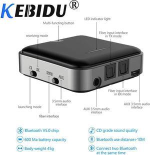 kebidu Hot Bluetooth 5.0 Transmitter Receiver Wireless aptX HD Optical Toslink Audio 3.5mm Aux/RCA&amp Adapter for TV/Headphone