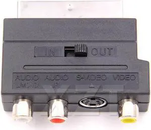 10pcs/Lot  Brand  Hot Selling RGB Scart to Composite RCA S-Video AV TV Audio Adapter