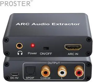 Proster Converter HDMI Audio Adapter DAC ARC L/R Coaxial SPDIF Jack Extractor Return Channel 3.5mm Headphone for TV