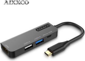AIXXCO USB C HUB USB-C to 3.0 HUB HDMI Thunderbolt 3 Adapter for MacBook Samsung Galaxy S9 Huawei P20 Mate 20 Pro Type C USB HUB