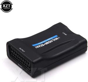 1PCS HD 1080P AV Signal Adapter Receiver HDMI to SCART Video Audio Upscale Converter TV DVD For Multimedia est