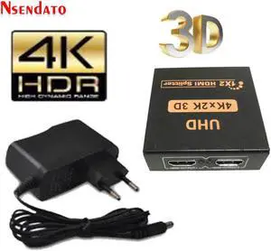 1 In 2 Out UHD HDMI 1.4 Adapter Splitter 1X2 4Kx2K 30Hz HDMI1.4 Switcher Converter For DTS Dobly 3D 1080p 4K HDTV Monitor DVD