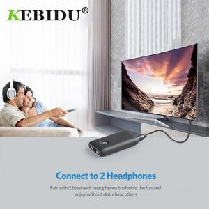 KEBIDU 2 in 1 Transmit Receive Wireless Bluetooth AUX Adapter CSR 4.0 APT-X 3.5mm Jack Audio for Tables TV Home Sound System