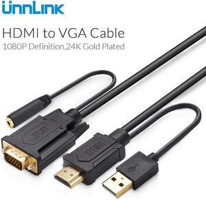 Unnlink HDMI to VGA Cable Adapter FHD 1080P@60H with 3.5mm jack Audio Cable for computer projector ps4 smart Android tv mi box3