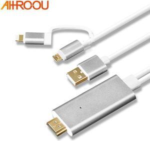 3 in 1 For MHL HDMI Cable For Samsung A7 J5 / For iPhone X 8 7 6 6 Plus Huawei Micro USB to HDMI Cable Adapter HDTV TV Connector