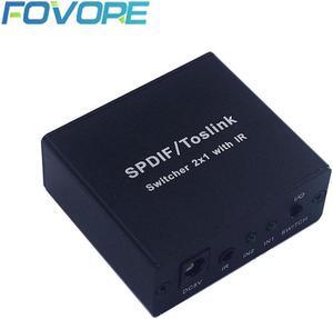 SPDIF TosLink Digital Optical Fiber Audio Switcher 2x1 Switch with IR