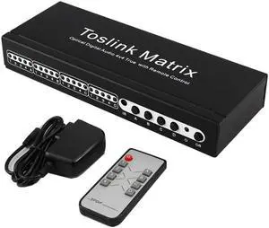 Toslink Matrix 4x4 Switch Switcher Splitter SPDIF /TOSLINK Digital Optical Audio 4x4True Matrix Switcher Selector Remote Control Toslink Matrix 4x4 Switch Switcher Splitter SPDIF /TOSLINK Digital Optical Audio 4x4True Matrix Switcher Selector Remote Control