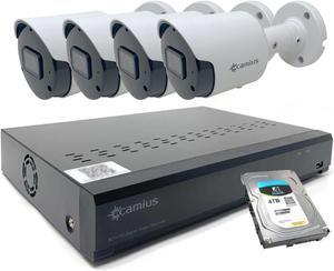 Camius 4 x 4K Analog Security Cameras with Hybrid 8 Channel DVR Recorder with 4TB Hard drive, can add up to 12 channels (8 BNC+4 IP), Smart, Human, Vehicle Detection,PC, Mac, Browser, Phone compatible