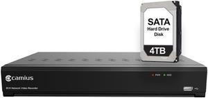 Camius 4K PoE 8 Channel NVR recorder for Camius IP cameras, max. 10TB capacity, PC, Mac NVR software, Web Viewer, Mobile App I 4TB HDD (without cameras)