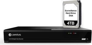 Camius 4K 12 Channel Hybrid Security DVR with 4TB Hard Drive for 8CH Analog BNC CVBS, AHD, CVI, TVI + 4CH  IP, HDMI, VGA, Spot monitor out, Motion, Sound, AI Detection (Only DVR, Without Cameras)