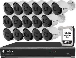 Camius 4K 16 Channel Security DVR System with 4TB Hard Drive, 16 4K Outdoor Analog Security Cameras - 91 Degree view - Smart Detection - PC/Mac/Browser/Mobile compatible - 2SATA, eSATA