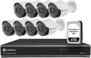 Camius 4K Security Camera System 16 channel DVR, 8 x 4K Outdoor Analog Security Cameras - Night vision, 91 Degree view, PC, Mac Software, Web Client, Mobile app (expandable storage to 42TB)