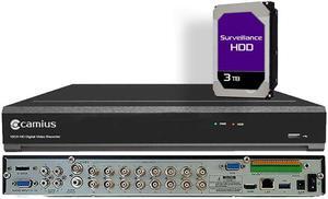 Camius 4K 16 Channel 5 in 1 Security Hybrid DVR with 3TB HDD, 2 Bay SATA with max Capacity 14TB per SATA, ESATA, HDMI, VGA, SPOT Output  (without cameras)  TRIVAULT4K2168R