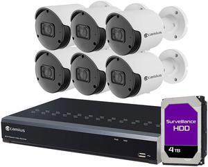 Camius 5MP 2K 6 PoE Outdoor Camera System with 128 Mbps 8 Channel NVR, 3TB HDD, Audio, Night Vision, Smart Motion Detection, PC/Mac Software, Web client, Smartphone app