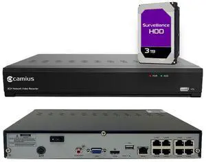 Camius 4K PoE Professional 8 Channel NVR recorder for IP cameras, for business, home security, Software for PC, Mac, Browser, App I 3TB hard drive (without cameras) Camius 4K PoE Professional 8 Channel NVR recorder for IP cameras, for business, home security, Software for PC, Mac, Browser, App I 3TB hard drive (without cameras)