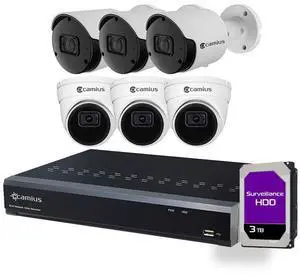 Camius 2K 6 IP Camera System for Home, Business Security with PoE 8 Channel 4K NVR, 3TB HDD, Human, Vehicle Detection, PC, Mac Software, Smartphone camera app Camius 2K 6 IP Camera System for Home, Business Security with PoE 8 Channel 4K NVR, 3TB HDD, Human, Vehicle Detection, PC, Mac Software, Smartphone camera app