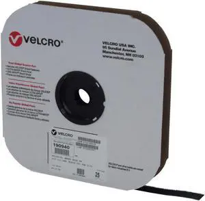VELCRO BRAND 190940 3/4" W x 75' L Hook Black Reclosable Adhesive Fastener Roll