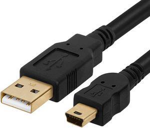 Cmple - 6ft Mini USB Cable USB A to Mini B Data Transfer USB Charging Cable 5 Pin Mini USB to USB Male to Male Cable for PC, Laptop, Car Dash Cam, Digital Camera - Black