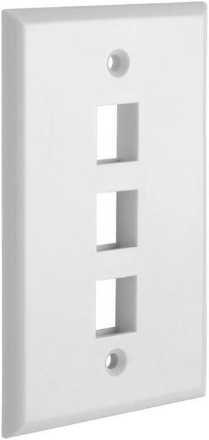 Cmple - 3 Port Keystone Wall Plate Single-Gang Wall Plate with Standard Size Ethernet Wall Plate Keystone Jack Insert - White
