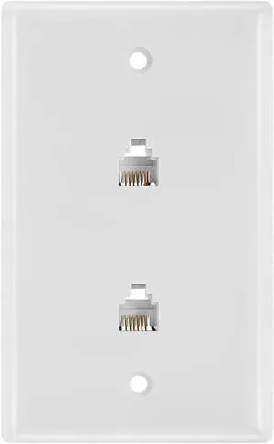 Cmple - Double RJ11 Connector with 6 Conductors Phone Wall Plate Jack 6P6C Telephone Dual Jack Wallplate with Screws