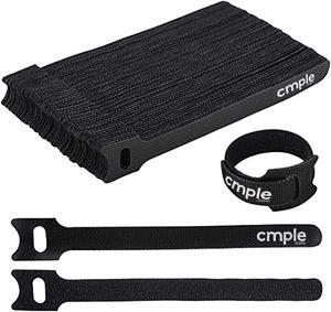 Cmple - 50PCS Reusable Cable Ties, Nylon Adjustable Cord Organizer Ties, Multi-purpose Hook Loop Cable Management Wire Ties, 6-inch Black