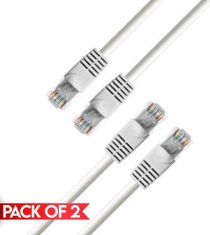 Cmple - [2 PACK] 1.5 Feet Cat5e Ethernet Cable, Network Patch Cord, LAN Cable with RJ45 Connectors, Cat 5 Wire for Fast Internet, 1 Gigabit Router Cable - White