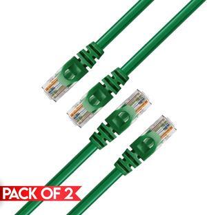 Cmple - [2 PACK] 1.5 Feet Cat6 Ethernet Patch Cable, 10Gbps Cat6 Network Cord with Snagless RJ45 Connectors, 10 Gigabit Computer Internet LAN Cable - Green