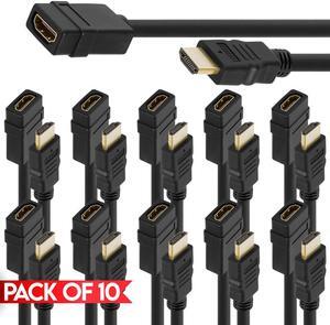 Cmple - [10 PACK] 1.5 FT HDMI Female to Male Cord, 4K 2K HDMI Extender Cable with Gripping Gold Plated Connectors for HDTV, Monitor, Projector, PC, Mac, Laptop, Play Station, Nintendo, XBOX