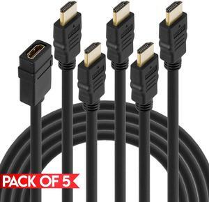 Cmple - [5 PACK] 1.5 FT HDMI Extender, HDMI Extension Cord, HDMI Male to Female Cable Adapter for HDTV, Monitor, PC, Mac Studio, MacBook Pro 2021, PS5, PS4, Xbox Series X, Blu-Ray Player