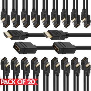 Cmple - [20 PACK] 1.5 Feet HDMI Extension Cable, HDMI F to M Cord, 4K HDMI Cable Extender for TV, HDTV, Projector, Monitor, Personal Computer, DVD Player, AV Receiver, Gaming Consoles