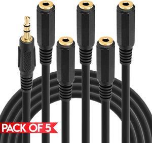 Cmple - [5 PACK] 3 Feet 3.5mm Extension Cable, Aux Male to Female Cord, Stereo Audio Cable for TV, Car, Phone, Hi-Fi System, PC, iPod, MP3 Player, Headphone, Speakers, Headset, Amplifier, Soundbar