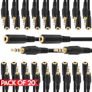 Cmple - [20 PACK] 6 Inches 3.5mm Stereo Extension Cable, AUX Extender Cord, Male to Female Stereo Audio Cable for TV, Monitor, Computer, Smartphone, Home Stereo, Speakers, Headset, Soundbar