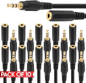 Cmple - [10 PACK] 3 FT Headphone Extension Cord, 3 Pole TRS 3.5mm Extender Stereo Cable Male to Female  Audio Cable for TV, Car, Computer, Smartphone, Speakers, Headset, Soundbar, Portable Speaker