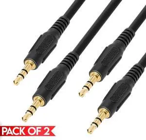 Cmple - [2 PACK] 25 Feet 3.5mm Cable, Aux Male to Male for Stereo Audio Speaker Cord with 3.5mm M to M Plugs, Auxiliary Cable for Car, Phone, Tablet, MP3 Player, Speakers, Sound Bar, Headphones