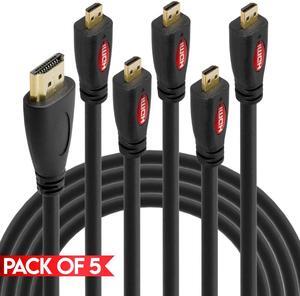 Cmple - [5 PACK] 3 FT Micro HDMI to HDMI Cable Adapter, 4K 60Hz Ethernet Audio Return Channel, for Camera, GoPro, Sony, Nikon, Raspberry Pi, Laptop, Lenovo, Asus, Game Consoles Retroid Pocket