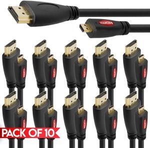 Cmple - [10 PACK] 10 Feet Micro HDMI Cable HDMI D-Male to A-Male Cord, 4K 60Hz, Compatible with GoPro Hero 5 6 7 8, Nikon b500, EOS M50, ThinkPad 10 8, ZenBook UX305UA, Yoga 700 710, 710s