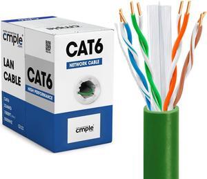 Cmple - Cat6 Cable 1000ft Bulk Lan Ethernet Cat 6 Wire Network UTP 23AWG CMR Riser 10 Gbps 550 MHz Pull Box 1000 Feet, Blue