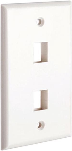 Cmple - 2 Port Keystone Wall Plate Single-Gang Wall Plate with Standard Size Ethernet Wall Plate Keystone Jack Insert - White