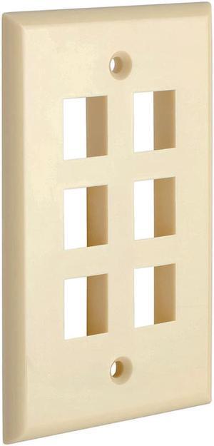 Cmple - 6 Port Keystone Wall Plate Single-Gang Wall Plate with Standard Size Ethernet Wall Plate Keystone Jack Insert - Ivory