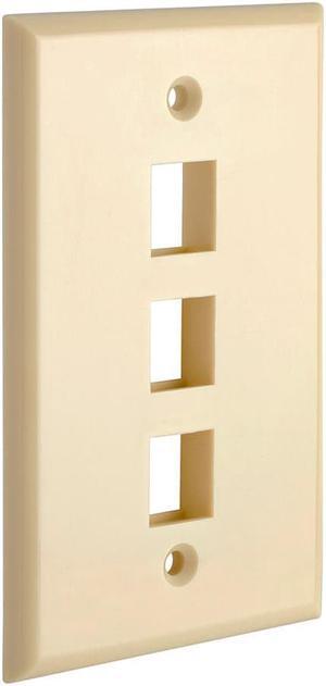 Cmple - 3 Port Keystone Wall Plate Single-Gang Wall Plate with Standard Size Ethernet Wall Plate Keystone Jack Insert - Ivory