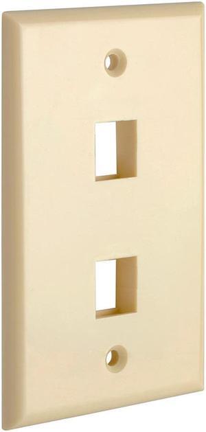 Cmple - 2 Port Keystone Wall Plate Single-Gang Wall Plate with Standard Size Ethernet Wall Plate Keystone Jack Insert - Ivory