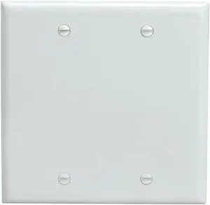 Cmple - 2 Gang Blank Wall Plate, Standard Size, Polycarbonate Thermoplastic Panel GFCI Wall Plate with Screws - White