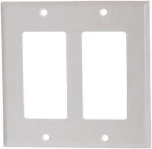 Cmple - 2-Gang Decora Wall Plate Standard Size Decorator Light Switch or Receptacle Outlet Wall Plate - White